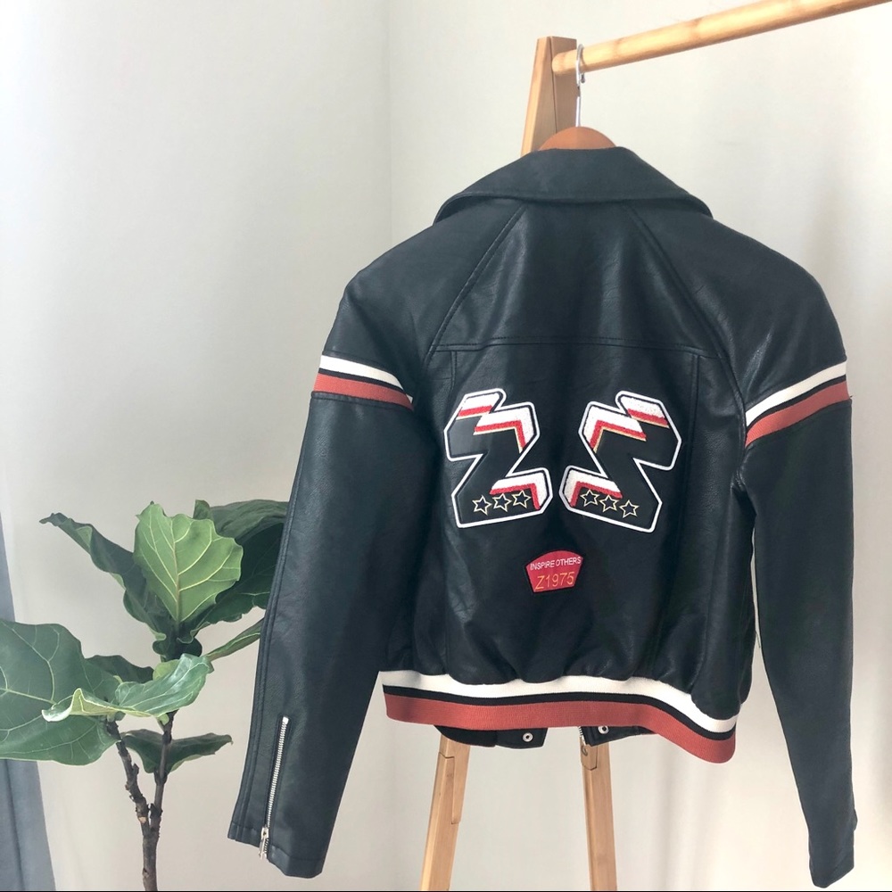 Zara Faux Leather Bomber Jacket - Picture 2 of 4